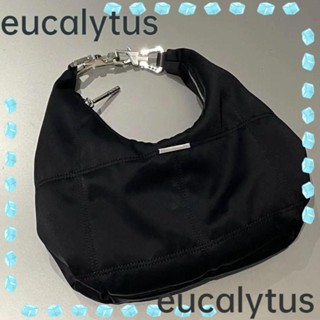 Eucalytus1 กระเป๋าสะพายไหล่ ผ้ากํามะหยี่ รูปดวงจันทร์ ก้อนเมฆ สีดํา สไตล์เรโทร สําหรับผู้หญิง