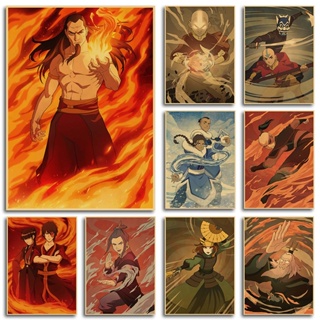 โปสเตอร์กระดาษคราฟท์ ลายอนิเมชั่น The Last Airbender สไตล์วินเทจ คลาสสิก