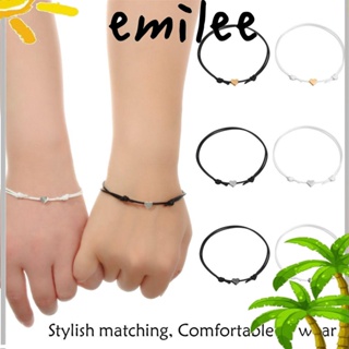 EMILEE สร้อยข้อมือเชือกถัก รูปหัวใจ สามารถปรับได้ แบบสร้างสรรค์ สําหรับคู่รัก จํานวน 2 ชิ้น