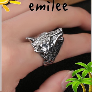 Emilee แหวนสเตนเลส สไตล์ฮิปฮอป โกธิค สําหรับผู้ชาย