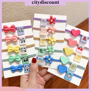 &lt;citydiscount&gt; ยางรัดผม ยืดหยุ่น น้ําหนักเบา ทนทาน ประดับโบว์ ดอกไม้ หัวใจ หัวใจ น่ารัก สําหรับเด็กผู้หญิง