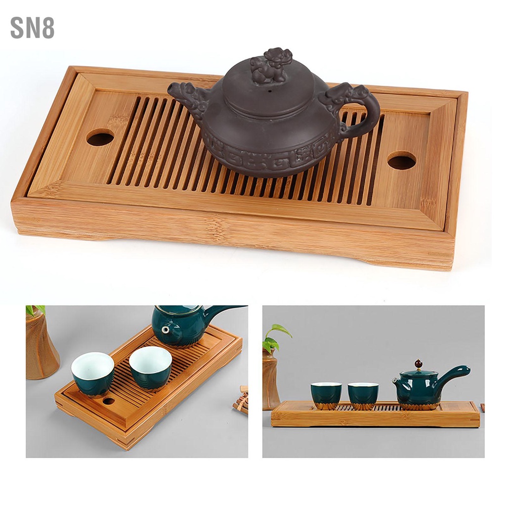 SN8 ถาดชาไม้ไผ่จีน Gongfu ชาโต๊ะเสิร์ฟขนาดเล็กสำหรับโรงน้ำชาโฮมออฟฟิศ