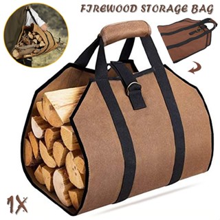 Firewood Log Carrier Bag Heavy Duty Waxed Canvas Tote Bags for Outdoor Tools