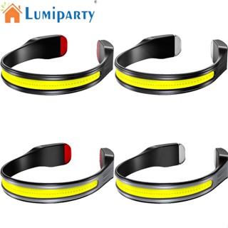 Lumiparty ไฟหน้า LED COB แบบชาร์จไฟได้ พร้อมไฟเตือน สําหรับตั้งแคมป์ ปีนเขา เดินป่า ตกปลา กลางคืน