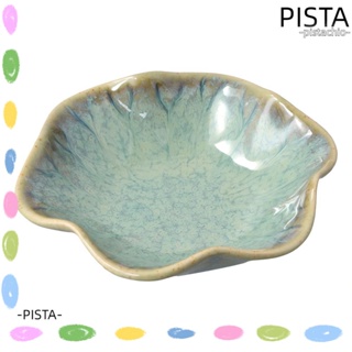 Pista ถาดเซรามิค สีเทา 4.33 นิ้ว ทําความสะอาดง่าย สีเขียวมรกต สําหรับใส่เครื่องประดับ กุญแจ