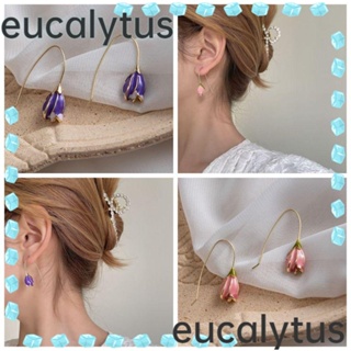 Eucalytus1 ต่างหูแฟชั่น รูปดอกทิวลิป เครื่องประดับหรูหรา ของขวัญ