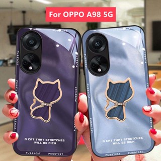 เคส OPPO A78 5G เคส OPPO A98 5G A78 4G เคส เคสโทรศัพท์มือถือแบบแก้ว กันกระแทก ลายแมว กันกระแทก สําหรับ