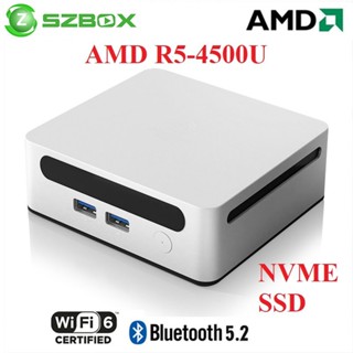 Szbox AMD R5-4500U คอมพิวเตอร์ตั้งโต๊ะ ขนาดเล็ก PC Windows 11 PRO 6 BT 5.2 สามช่อง Dual DDR4 ช่อง NVME SSD แบบพกพา PC