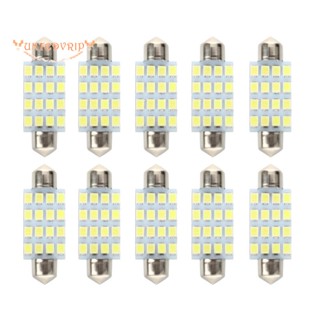 หลอดไฟ Torpedo LED SMD 3528 42 มม. 16 หลอด สีขาว สําหรับรถยนต์ 10 ชิ้น