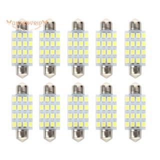 หลอดไฟ Torpedo LED SMD 3528 42 มม. 16 หลอด สีขาว สําหรับรถยนต์ 10 ชิ้น