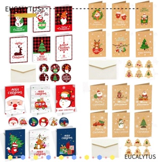 Eutus การ์ดข้อความเปล่า ลาย Merry Christmas แฮนด์เมด DIY 12 ชุด