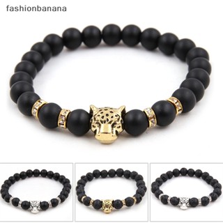 [fashionbanana] สร้อยข้อมือ กําไลข้อมือ ลูกปัดหินธรรมชาติ ลายหัวเสือดาว แฮนด์เมด เครื่องประดับ สําหรับผู้ชาย พร้อมส่ง