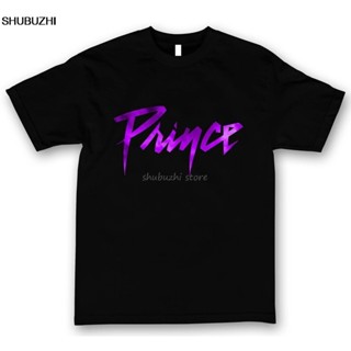  พิมพ์ลาย เสื้อเบลาส์ - เสื้อยืดผ้าฝ้ายโลโก้เจ้าชายสีม่วงฝนในทัวร์สีดําเพลงป๊อปวัฒนธรรมไอคอน RIP sbz1221 เสื้