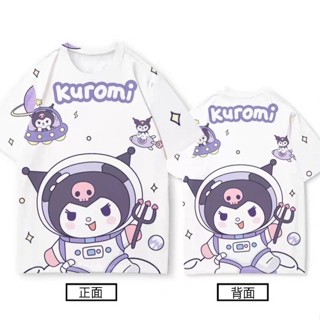 ใหม่ เสื้อยืดลําลอง แขนสั้น คอกลม พิมพ์ลายการ์ตูน Kuromi 3 มิติ น่ารัก สไตล์เกาหลี ญี่ปุ่น สําหรับผู้หญิง และผู้ชาย