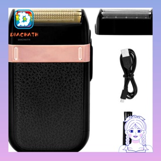 Diachath เครื่องโกนหนวดไฟฟ้า มีดโกน ล้างทําความสะอาดได้ ใบมีดคู่ ชาร์จ USB