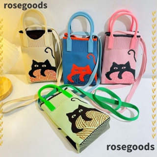 Rosegoods1 กระเป๋าถือ ผ้าถัก ความจุสูง ใช้ซ้ําได้ สําหรับผู้หญิง