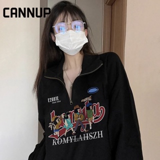 Cannup เสื้อผ้าผู้ญิง แขนยาว เสื้อฮู้ด คลุมหญิง สไตล์เกาหลี แฟชั่น A28J134