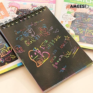 Ameesi สมุดโน๊ต กระดาษขูดขีด พร้อมปากกาสไตลัสไม้ เครื่องเขียน สําหรับเด็ก