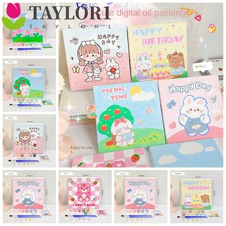 Taylor1 ภาพวาดสีน้ํามันอะคริลิค ตามตัวเลข รูปการ์ตูนหมีสตรอเบอร์รี่ DIY สําหรับเด็ก