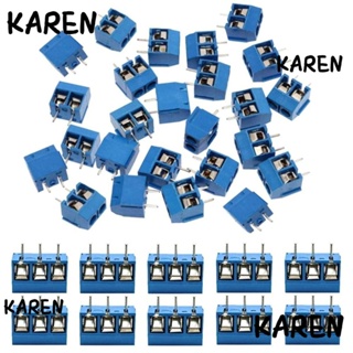 Karen บล็อกเชื่อมต่อ 60 ชิ้น พิช 5 มม. 2 พิน และขั้วต่อสกรู 3 พิน แถบซ็อกเก็ต PCB สีฟ้า 50 X 2 พิน