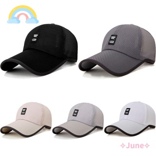 June หมวกเบสบอล ผ้าตาข่าย ด้านหลังสแน็ปแบ็ก แฟชั่นสําหรับผู้ชาย และผู้หญิง