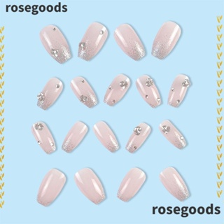 Rosegoods1 เล็บปลอมแฟชั่น หัวเหลี่ยม ยาวปานกลาง สวมเต็มเล็บ สําหรับผู้หญิง