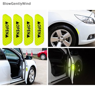 Blowgentlywind สติกเกอร์เทปสะท้อนแสง สีเขียวสะท้อนแสง เพื่อความปลอดภัย สําหรับติดประตูรถยนต์ 4 ชิ้น BGW