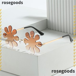 Rosegoods1 แว่นตากันแดด รูปดอกไม้ ไม่มีขอบ เลนส์รูปดอกไม้ สําหรับชายหาด