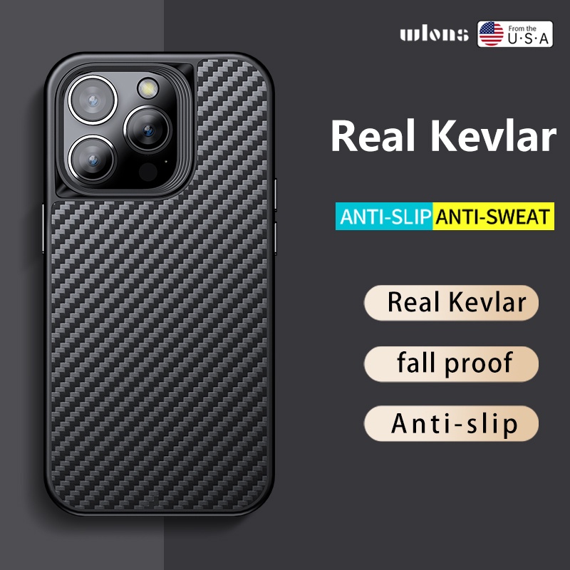 สําหรับ iPhone 14/13 Pro Max / 14 Plus เคส ELVEV เคฟล่าแท้ ดูดซับใยอารามิด ฝาครอบชาร์จไร้สาย