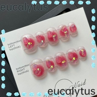 Eucalytus1 เล็บปลอมแฮนด์เมด ถอดออกได้ พร้อมกล่องเครื่องมือ สีนู้ด สีชมพู สําหรับผู้หญิง XS S M L