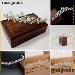 Rosegoods1 มงกุฎคาดผม ประดับเพชรเทียม สวยงาม สําหรับเจ้าสาว งานแต่งงาน