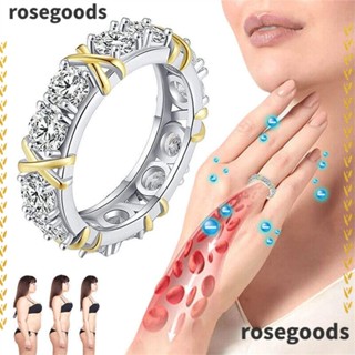 Rosegoods1 แหวนเพชรโมอิส แบบไขว้ ทูโทน แฟชั่น