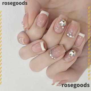 Rosegoods1 เล็บปลอม DIY สไตล์ฝรั่งเศส 24 ชิ้น