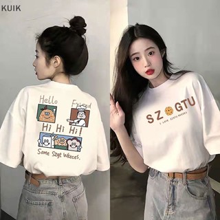 เสื้อยืดคอกลม แขนสั้น พิมพ์ลายการ์ตูน Kuik ทรงหลวม ลําลอง เหมาะกับฤดูร้อน สําหรับผู้หญิง