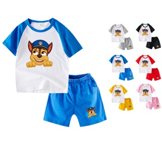 พร้อมส่ง เสื้อยืดแขนสั้น ผ้าฝ้าย 100% พิมพ์ลายการ์ตูน Paw Patrol 6 สี และกางเกง สําหรับเด็ก KC009