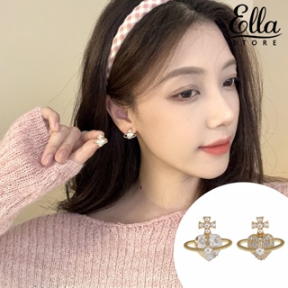 Ellastore123 ต่างหูมุกเทียม รูปดาวเคราะห์ ไม่สมมาตร หรูหรา เครื่องประดับ สําหรับผู้หญิง 1 คู่