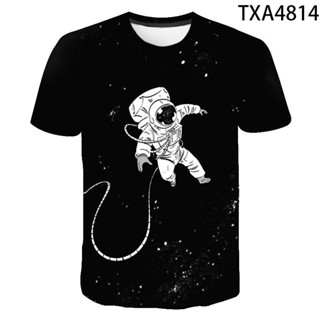 ใหม่ เสื้อยืด พิมพ์ลายนักบินอวกาศ Starry Sky Streetwear