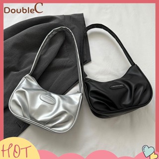 【Double C 】✿   กระเป๋าสะพายไหล่ กระเป๋าถือ กระเป๋าคลัทช์ แบบหนัง ขนาดเล็ก น้ําหนักเบา แต่งซิป สีพื้น แฟชั่นสําหรับสตรี