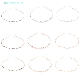 Buildvictor ที่คาดผมโลหะ สีเงิน สีทอง เรียบง่าย หรูหรา เครื่องประดับแฟชั่น สําหรับผู้หญิง TH