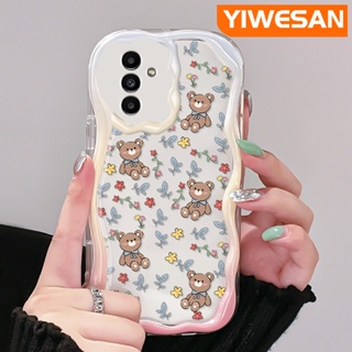 เคสโทรศัพท์มือถือแบบนิ่ม ใส กันกระแทก ลายการ์ตูนหมี ดอกไม้ สีครีม สําหรับ Samsung galaxy A13 A13 5G A04s A14