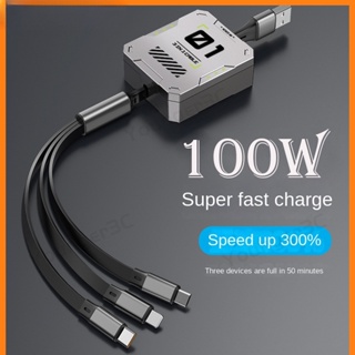 3 in 1 สายชาร์จ USB 100W 6A ชาร์จเร็ว สําหรับ iOS type C Micro