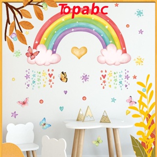 Top สติกเกอร์ PVC ลายสายรุ้งน่ารัก กันน้ํา ลอกออกได้ หลากสี สําหรับติดตกแต่งผนังห้องนอนเด็ก เนอสเซอรี่