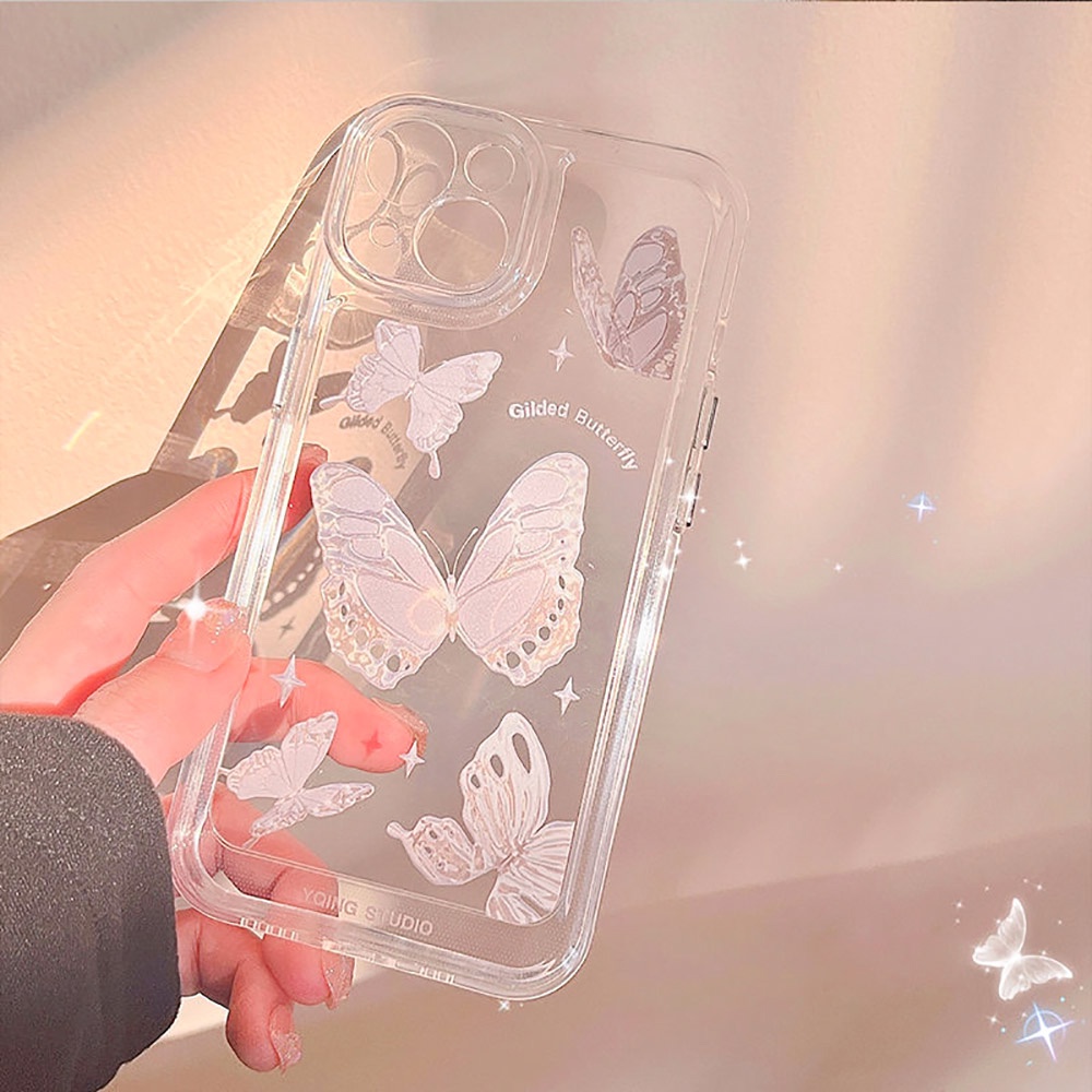 Space Case TPU for iPhone 16 11 12 13 14 15 Pro Max 14 7 8 Plus SE X XR XS Max Clear กันกระแทก เคสโทรศัพท์มือถือแบบนิ่ม
