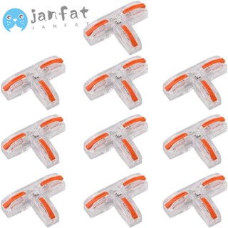 Janfat บล็อกขั้วต่อสายไฟ T-Type 3 ขั้วต่อสายไฟ แบบกดเร็ว สีส้ม AWG 28-12 AWG 10 ชิ้น