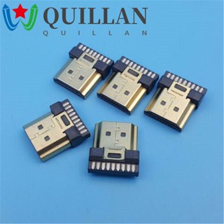 Quillan ปลั๊กเชื่อมต่อบัดกรี T8 ตัวผู้ A Type HDMI แบบเปลี่ยน 5 ชิ้น