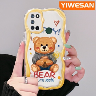 เคสโทรศัพท์มือถือแบบนิ่ม ใส กันกระแทก ลายการ์ตูนหมีแฮปปี้ มาการอง น่ารัก สีสันสดใส สําหรับ Realme 7 Pro 7i C17 Narzo 20 Pro