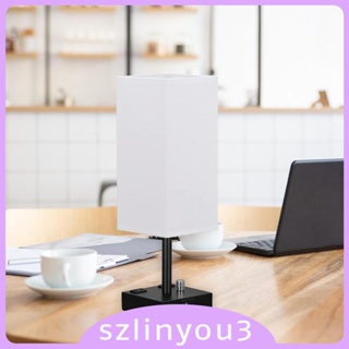 [Szlinyou3] โคมไฟข้างเตียง พร้อมพอร์ต USB พร้อมฐานโลหะ สีดํา สําหรับห้องนอน