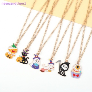 Newsandthen1 น่ารัก เคลือบ การ์ตูนผี แม่มด ฟักทอง จี้สร้อยคอ ฮาโลวีน ตลก สร้อยคอ เครื่องประดับ สําหรับปาร์ตี้ ของขวัญ ดี