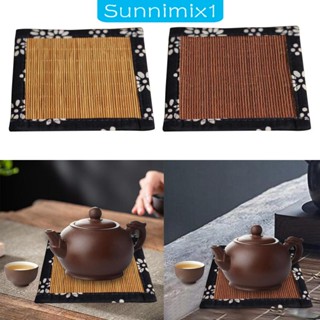 [Sunnimix1] แผ่นรองแก้วชา ทรงสี่เหลี่ยม ทนความร้อน 10x10 ซม. แฮนด์เมด สําหรับตกแต่งห้องนั่งเล่น คาเฟ่ สํานักงาน