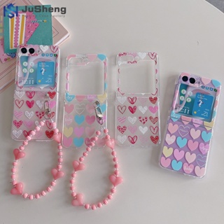 Jusheng เคสโทรศัพท์มือถือ ลายหัวใจ แฟชั่น สําหรับ Samsung Z Flip5